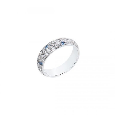 Pave Ceylon Blue Sapphire and Diamond Ring in White Gold | Natalie Barney