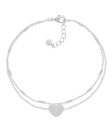 Essentials Cubic Zirconia Double Row Butterfly Charm Anklet in Fine Silver Plate & Reviews - All Fashion Jewelry - Jewelry & Watches - Macy's