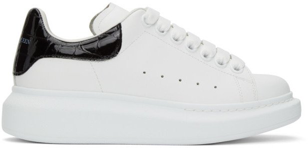 White and Black Croc Oversized Sneakers