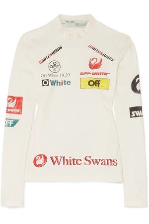 Off-White | Printed stretch-jersey top | NET-A-PORTER.COM