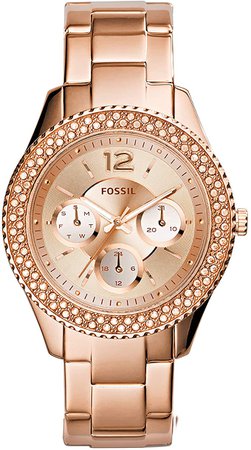 Fossil Women's Stella Quartz Stainless Steel Chronograph Watch, Color: Rose Gold (Model: ES3590): Fossil: Watches