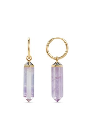 18K Yellow Gold Amethyst Crystal Earrings by Noor Fares | Moda Operandi