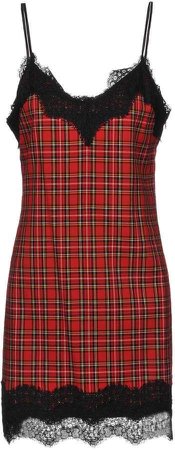 Pinko Women's Red Red Plaid Polyester Shorts Dress