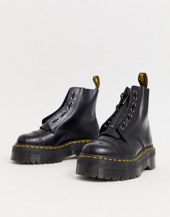 Dr Martens Sinclair Black Leather Zip Chunky Flatform Boots | ASOS