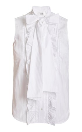 Bow-Detail High-Neck Cotton Shirt by Victoria Victoria Beckham | Moda Operandi