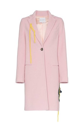 MIRA MIKATI single breasted floral applique virgin wool cashmere-blend coat $1,155