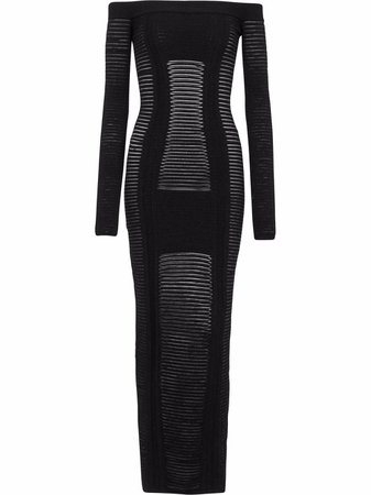Shop Balmain sheer-panel knitted dress with Express Delivery - FARFETCH