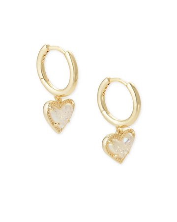 small gold heart hoops