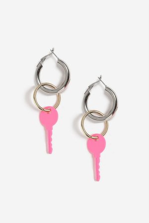 **Key Drop Hoop Earrings - Jewelry - Bags & Accessories - Topshop USA