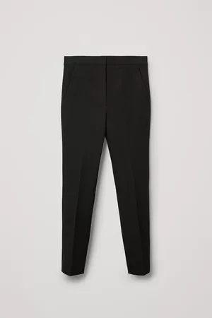 COTTON CIGARETTE PANTS - Black - Trousers - COS US