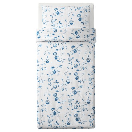 BLÅGRAN Duvet cover and pillowcase(s) - white, blue - IKEA