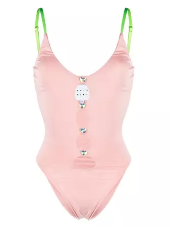 POSTER GIRL cut-out crystal-embellished Swimsuit - Farfetch