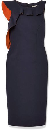 Collection - Two-tone Ruffled Cady Dress - Navy