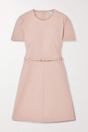 Belted Crepe Mini Dress - Blush