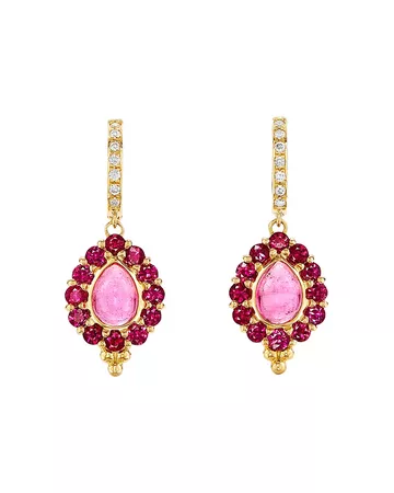 Temple St. Clair 18K Yellow Gold Theory Pink Tourmaline, Ruby & Diamond Drop Earrings | Bloomingdale's