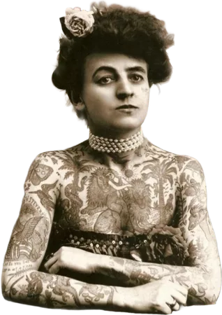 tattooed lady freak show old photo sticker by @heathergi76