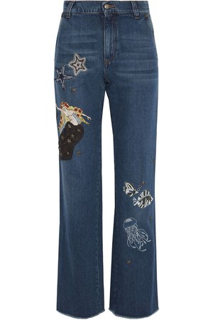 Dark denim Embellished high-rise straight-leg jeans | Sale up to 70% off | THE OUTNET | REDValentino | THE OUTNET
