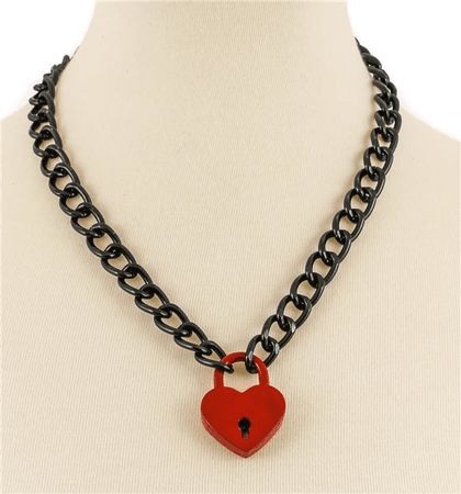 *clipped by @luci-her* RED HEART LOCK AND KEY PENDANT NECKLACE - Sourpuss Clothing