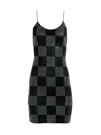 Nelle Embellished Mini Dress In Checkerboard Black | Alice And Olivia