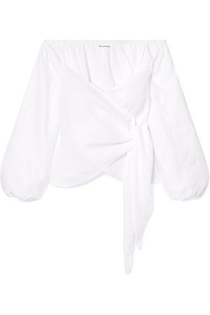 Reformation | Hart off-the-shoulder linen wrap top | NET-A-PORTER.COM