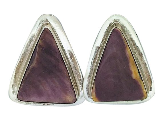 Andy Cadman Navajo Handmade Purple Spiny Oyster Shell Earrings