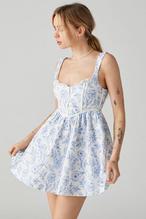 For Love & Lemons Maisie Linen Floral Mini Dress | Urban Outfitters