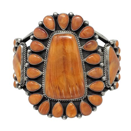 Tyler Brown Navajo Handmade Huge Cluster Orange Spiny Oyster Shell Bracelet