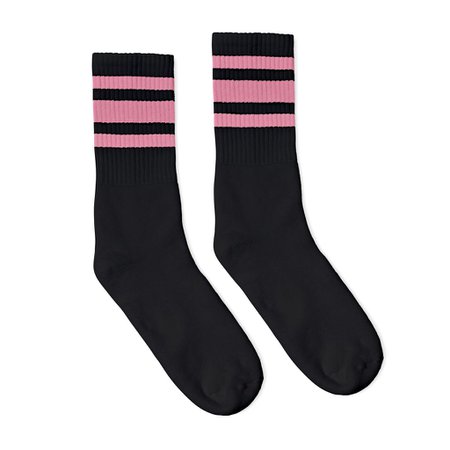 SOCCO I Black with Pink Stripe Socks I Made in USA