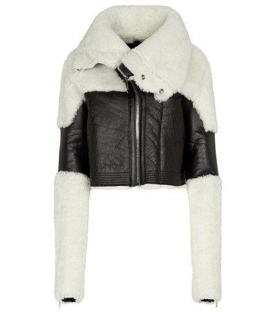 RICK OWENS Shearling and leather jacket
