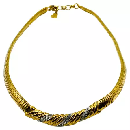 Vintage Lanvin Gold Plated Collar Necklace 1970s For Sale at 1stDibs | vintage lanvin necklace, lanvin necklace vintage, lanvin vintage necklace