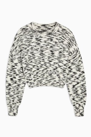 Black And White Boucle Pattern Knitted Jumper | Topshop