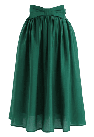 green bow skirt