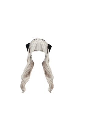Platinum Blonde Hair with Bangs and Black Bow (Dei5 edit)