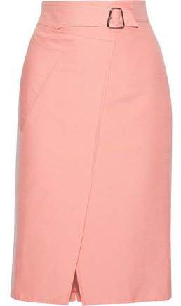 Buckled Cotton-blend Twill Pencil Skirt