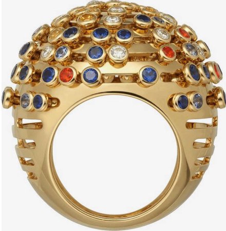 gold ring with colored stones
