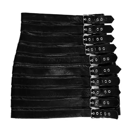 Dolce and Gabbana black lambskin leather buckled mini skirt, ss 2003 For Sale at 1stDibs