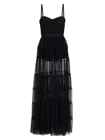 Shop Alice + Olivia Deena Tulle Sleeveless Maxi Dress | Saks Fifth Avenue