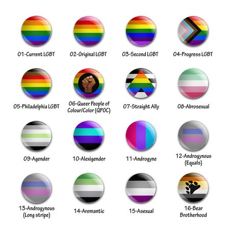 LGBT/LGBTQIA+ 25mm/1 inch Pride Flag badges (75 to choose from) Lesbian/Gay pin | CowboyYeehaww