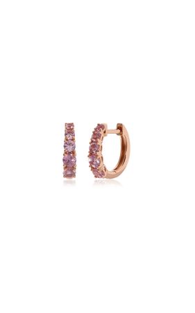 18k Rose Gold Pink Sapphire Graduated Huggie Earrings By Anita Ko | Moda Operandi