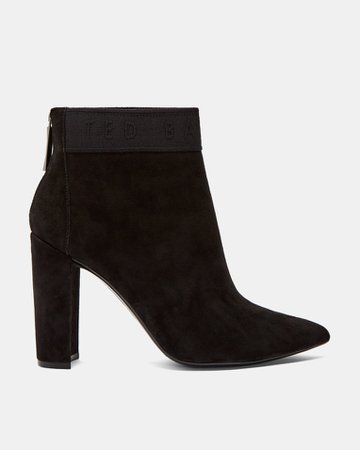 Suede block heel ankle boots - Black | Boots | Ted Baker UK