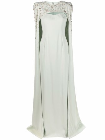 Jenny Packham Bliss crystal-embellished cape gown - FARFETCH
