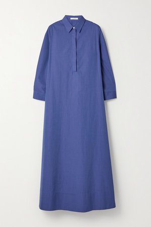 Tanita Wool Maxi Shirt Dress - Blue
