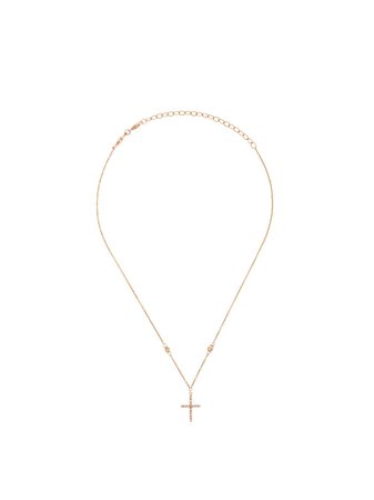 Jacquie Aiche 14kt Rose Gold Diamond Cross Necklace - Farfetch
