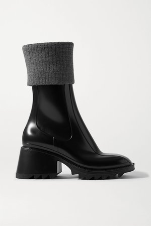 Black Betty ribbed-knit and rubber boots | Chloé | NET-A-PORTER
