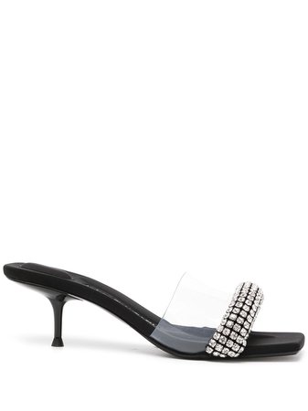 Shop Alexander Wang crystal-strap slip-on sandals with Express Delivery - FARFETCH