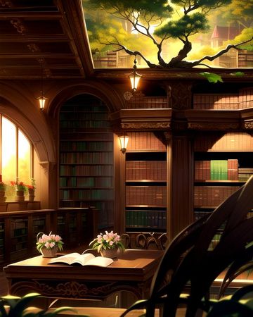 anime fantasy library fantasy ✨️
