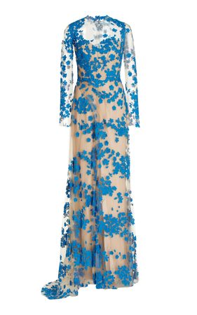 Floral-Embroidered Tulle Gown By Monique Lhuillier | Moda Operandi