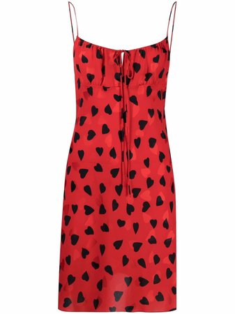 Shop Saint Laurent heart print empire-line mini-dress with Express Delivery - FARFETCH