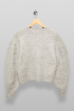 Grey Chevron Crop Knitted Sweater | Topshop