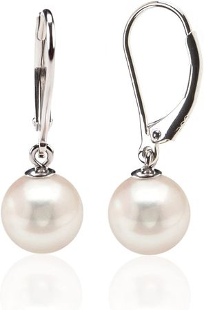 Amazon.com: PAVOI Sterling Silver Simulated Shell Pearl Earrings Leverback Dangle Studs 6mm: Clothing, Shoes & Jewelry